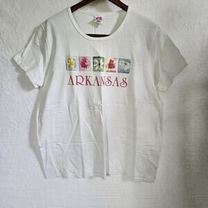 NWOT Womens Arkansas Short Sleeve Tee XL Puff Graphic Flowers Novelty Feminine